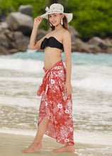 Load image into Gallery viewer, Tropical Radiance Non-Sheer Hibiscus Flower, Leaves and Palm Tree Print Beach Wrap For Women
