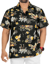 Load image into Gallery viewer, Black Pineapple and Floral Palm Tree Printed Hawaiian Beach Shirt For Men