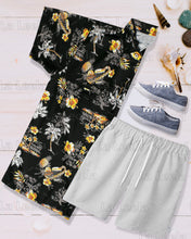 Load image into Gallery viewer, Black Pineapple and Floral Palm Tree Printed Hawaiian Beach Shirt For Men