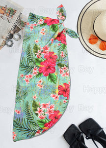 Island Harmony Non-Sheer Hibiscus Flower and Leaves Print Beach Wrap For Women