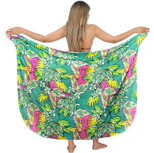 Non-Sheer Abstract Floral and Leaves Printed Beach Wrap For Women