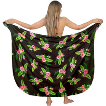Load image into Gallery viewer, Tropical Bliss Non-Sheer Hibiscus Flower and Leaves Print Beach Wrap For Women