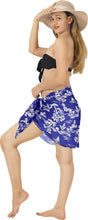 Cargar imagen en el visor de la galería, Royal Blue Non-Sheer Palm Tree and Sunset Beach View Half Beach Wrap For Women