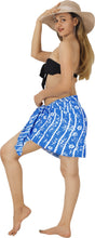 Load image into Gallery viewer, Bright Blue Non-Sheer Bamboo and Hibiscus Flower Print Half Beach Wrap For Women