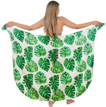 Load image into Gallery viewer, White Allover Tropical Monstera Leaves Print Beach Wrap For Women