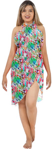 White Allover Multicolored Tropical Leaves Print Beach Wrap For Women