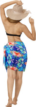 Load image into Gallery viewer, Tropical Radiance Non-Sheer Multicolor Hibiscus Flower and Leaves Print Half Beach Wrap For Women