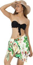 Load image into Gallery viewer, Green Non-Sheer Tropical Flowers, Leaves and Parrot Print Half Beach Wrap For Women