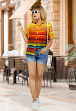 Load image into Gallery viewer, Orange Striped Bliss Hawaiian Shirts For Women