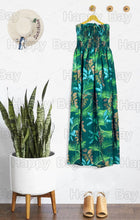 Load image into Gallery viewer, Navy Blue Palm Tree and Leaves Printed Long Tube Dress For Women