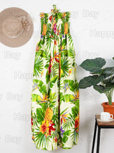 Cargar imagen en el visor de la galería, White Pineapple and Flower Print Long Tube Dress For Women