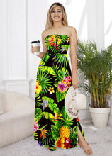 Load image into Gallery viewer, Black Floral Print Long Tube Dress For Women