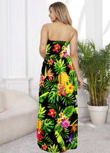 Load image into Gallery viewer, Black Floral Print Long Tube Dress For Women