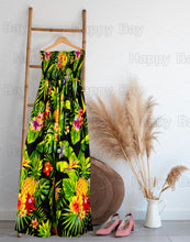 Load image into Gallery viewer, Black Floral Print Long Tube Dress For Women