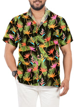 Load image into Gallery viewer, Black Banana Leaves and Floral Printed Hawaiian Beach Shirt For Men