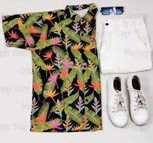 Load image into Gallery viewer, Black Banana Leaves and Floral Printed Hawaiian Beach Shirt For Men