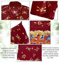 Load image into Gallery viewer, LA LEELA Men Regular Size Beach hawaiian Shirt Aloha Tropical Beach  front Pocket Short sleeve Red P00027