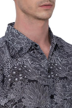 Load image into Gallery viewer, Coral Coast Linen Effect Mens Soft Breathable Hawaiian Shirt Black