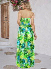 Load image into Gallery viewer, Green Allover Monstera Leaves Printed Long Tube Dress For Women