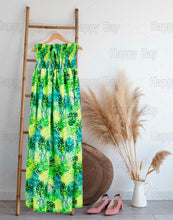 Load image into Gallery viewer, Green Allover Monstera Leaves Printed Long Tube Dress For Women