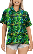 Load image into Gallery viewer, Green Allover Palm Leafs Tropical Printed Hawaiian Shirts For Women