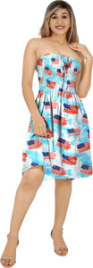Allover USA Flag Printed Short Tube Dress For Women