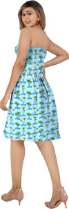 Allover Mini Palm Tree Printed Short Tube Dress For Women