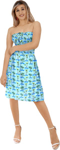 Allover Mini Palm Tree Printed Short Tube Dress For Women