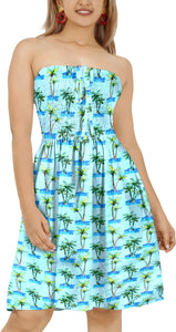 Allover Mini Palm Tree Printed Short Tube Dress For Women