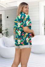 Load image into Gallery viewer, Blue Floral Printed Hawaiian Shirts for Women