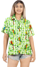 Load image into Gallery viewer, White and Green Parrot Printed Hawaiian Shirts For Women