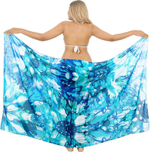 Cargar imagen en el visor de la galería, Tropical Sunflower Ink Artwork Beach Wrap For Women in Serene Blue