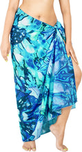 Cargar imagen en el visor de la galería, Tropical Sunflower Ink Artwork Beach Wrap For Women in Serene Blue