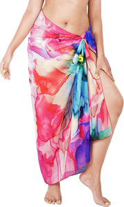 Vibrant Tropical Floral Ink Artwork Beach Wrap For Women