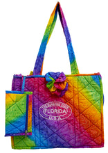 Cargar imagen en el visor de la galería, Multicolor Rainbow abstract Print Hawaiian Style Beach Bag With Beach Wrap and Scrunchy For Women P04700