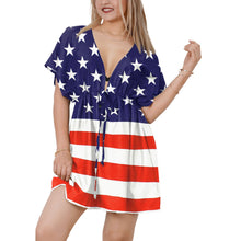 Load image into Gallery viewer, Women&#39;s Bikini Cover up V Neck Patriotic US American Flag