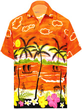 Load image into Gallery viewer, La Leela  Men's Hawaiian Floral Beach Shirt Orange P00029