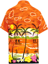 Load image into Gallery viewer, La Leela  Men's Hawaiian Floral Beach Shirt Orange P00029