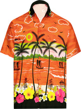 Load image into Gallery viewer, La Leela  Men's Hawaiian Floral Beach Shirt Orange P00029