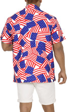 Load image into Gallery viewer, Patriotic American Flag Printed Hawaiian Beach Shirts For Men P00044