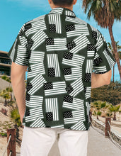 Load image into Gallery viewer, Patriotic American Flag Printed Hawaiian Beach Shirts For Men Black P00045