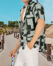 Load image into Gallery viewer, Patriotic American Flag Printed Hawaiian Beach Shirts For Men Black P00045