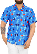 Load image into Gallery viewer, Patriotic American Flag Printed Hawaiian Beach Shirts For Men Blue stars P00059