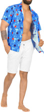 Load image into Gallery viewer, Patriotic American Flag Printed Hawaiian Beach Shirts For Men Blue stars P00059