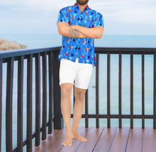 Load image into Gallery viewer, Patriotic American Flag Printed Hawaiian Beach Shirts For Men Blue stars P00059