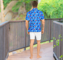 Load image into Gallery viewer, Patriotic American Flag Printed Hawaiian Beach Shirts For Men Blue stars P00059