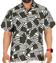 Cargar imagen en el visor de la galería, Patriotic American Flag Printed Hawaiian Beach Shirts For Men Black P00089