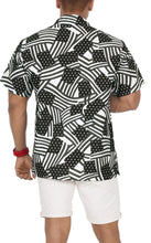 Cargar imagen en el visor de la galería, Patriotic American Flag Printed Hawaiian Beach Shirts For Men Black P00089