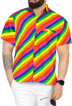 Cargar imagen en el visor de la galería, LA LEELA Men's Hawaiian Shirt LGBT Multicoloured P00099