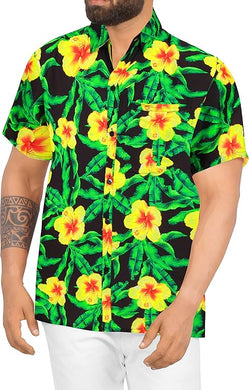 Royal Blue Floral Print Hawaiian Shirt For Men
